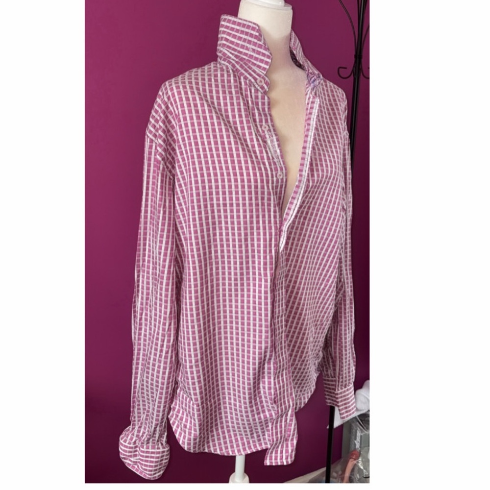 MENS Robert Graham Pink and White Checkered Button-Up Shirt - Picture 4 of 10